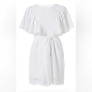 Melissa Odabash White Eyelet Flutter-Sleeve Mini Dress